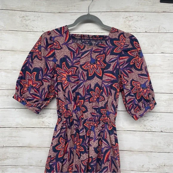 Evereve Noelle Open Back Floral Maxi Dress‎ Size S Puff Sleeve Cotton - Picture 4 of 12